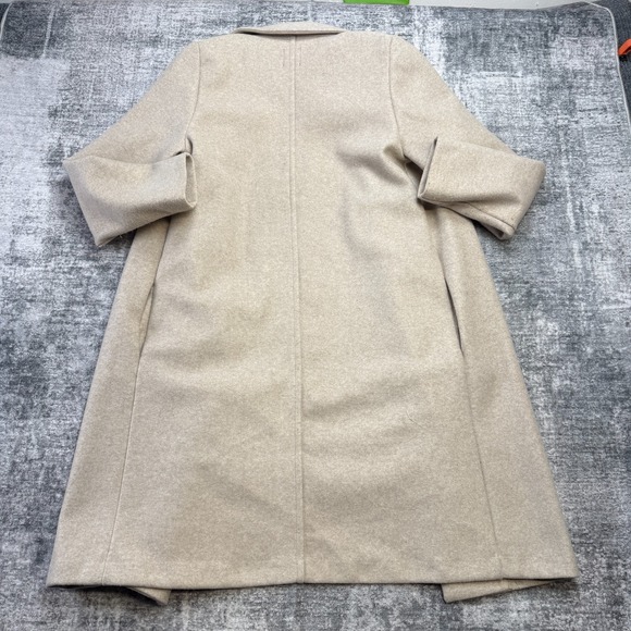 Zara Coat Womens Medium Beige Open Front Notch Lapel Collar Neutral Minimalist - Picture 9 of 15